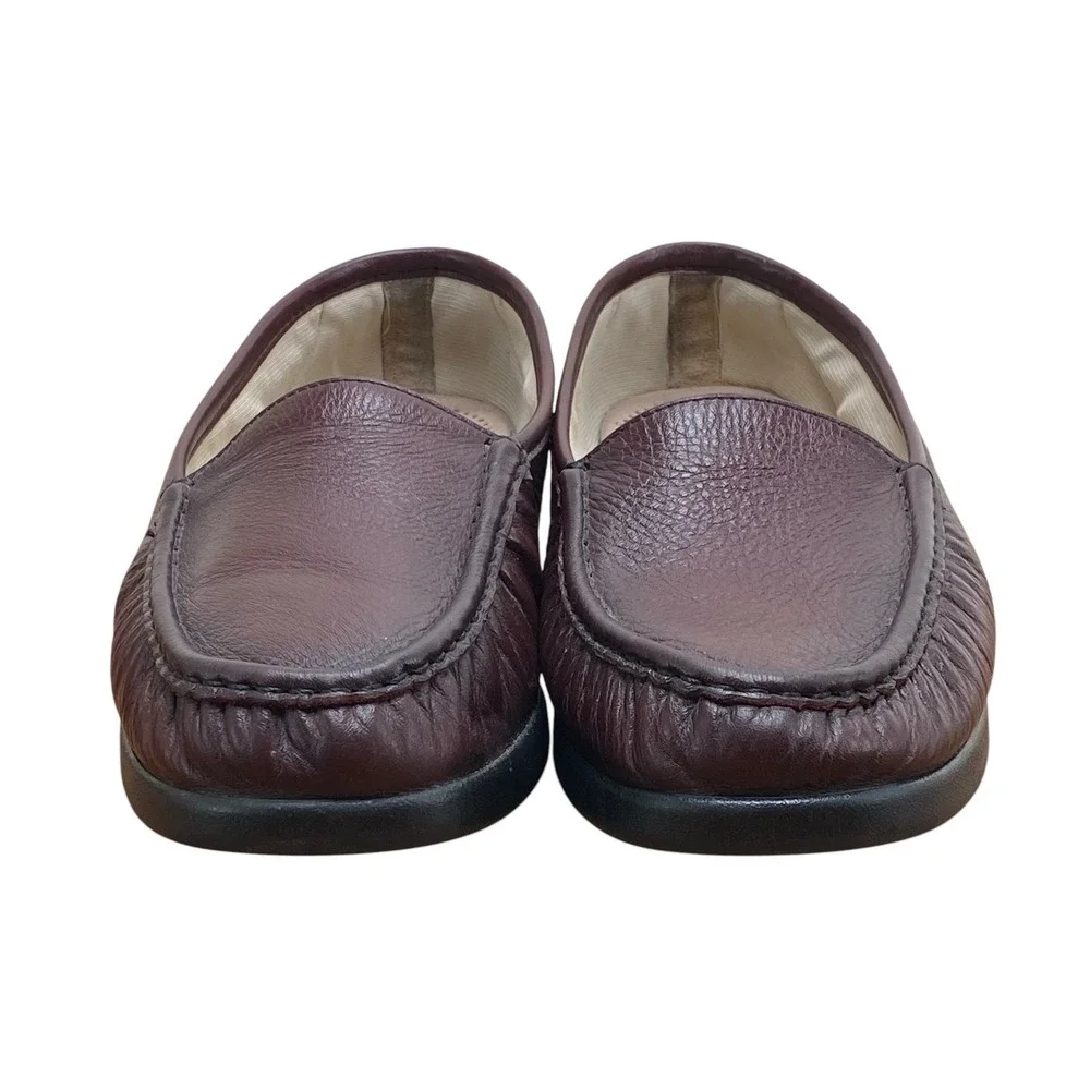 SAS Tripad Comfort Burgundy Leather Moc Toe Loafers Women's 10 Slip On Shoes